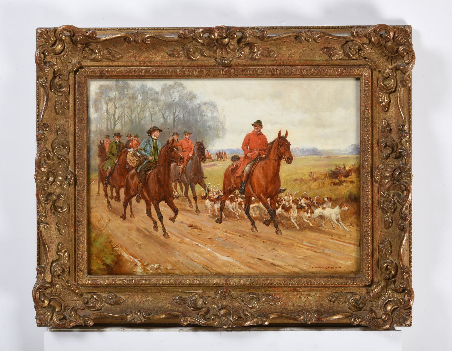 George Goodwin Kilburne landscape horse/equine hunting scene 19th century oil painting