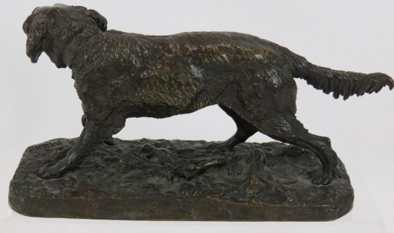 P J Mene, bronze, dog ,setter ,19th century